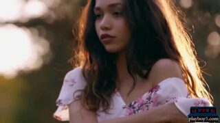 Very cute petite body Filipina teen model strips naked outdoor